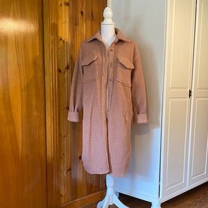 Women's Pink Longline Fleece Jacket